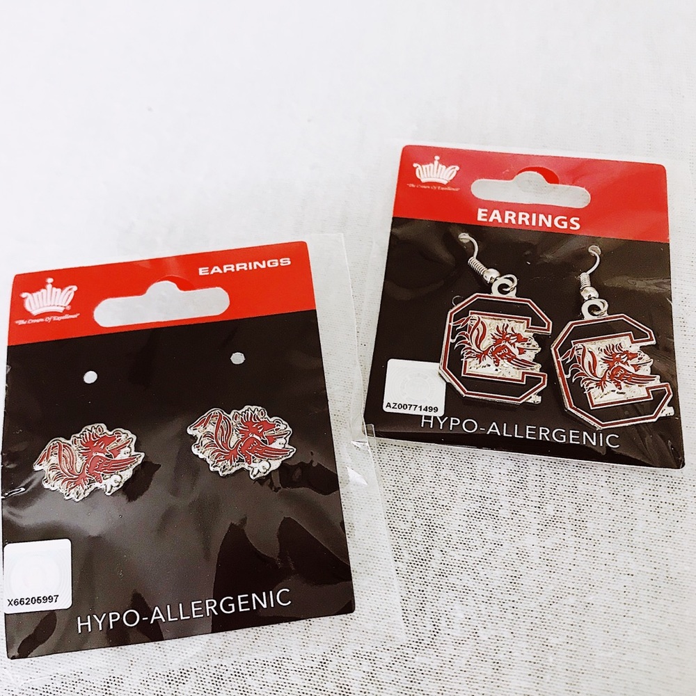 South Carolina GAMECOCKS earrings (2 sets)